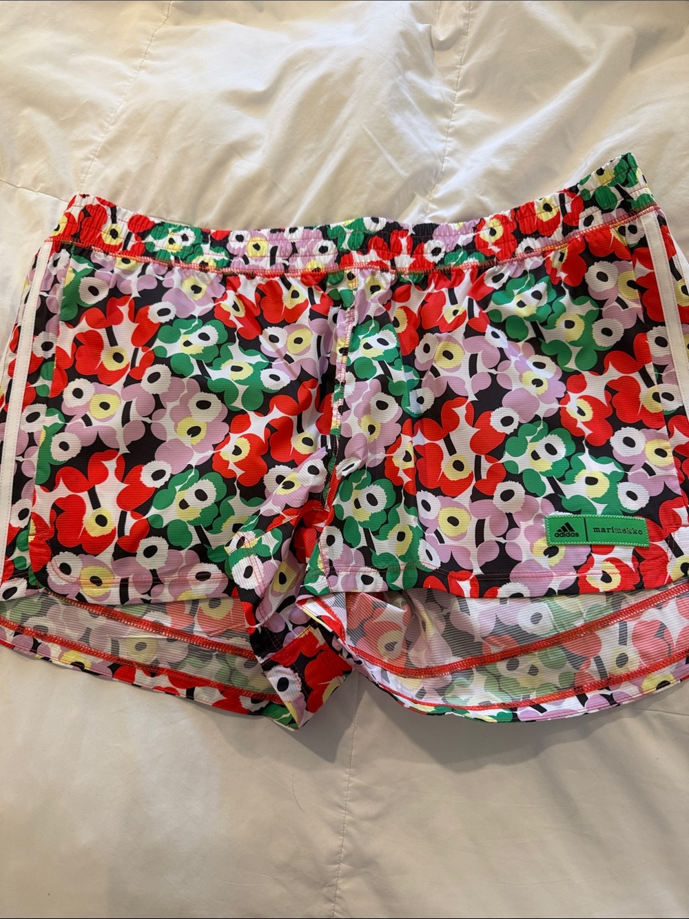 adidas by marimekko Women’s Floral Athletic Shorts — Red, Green, Purple, White